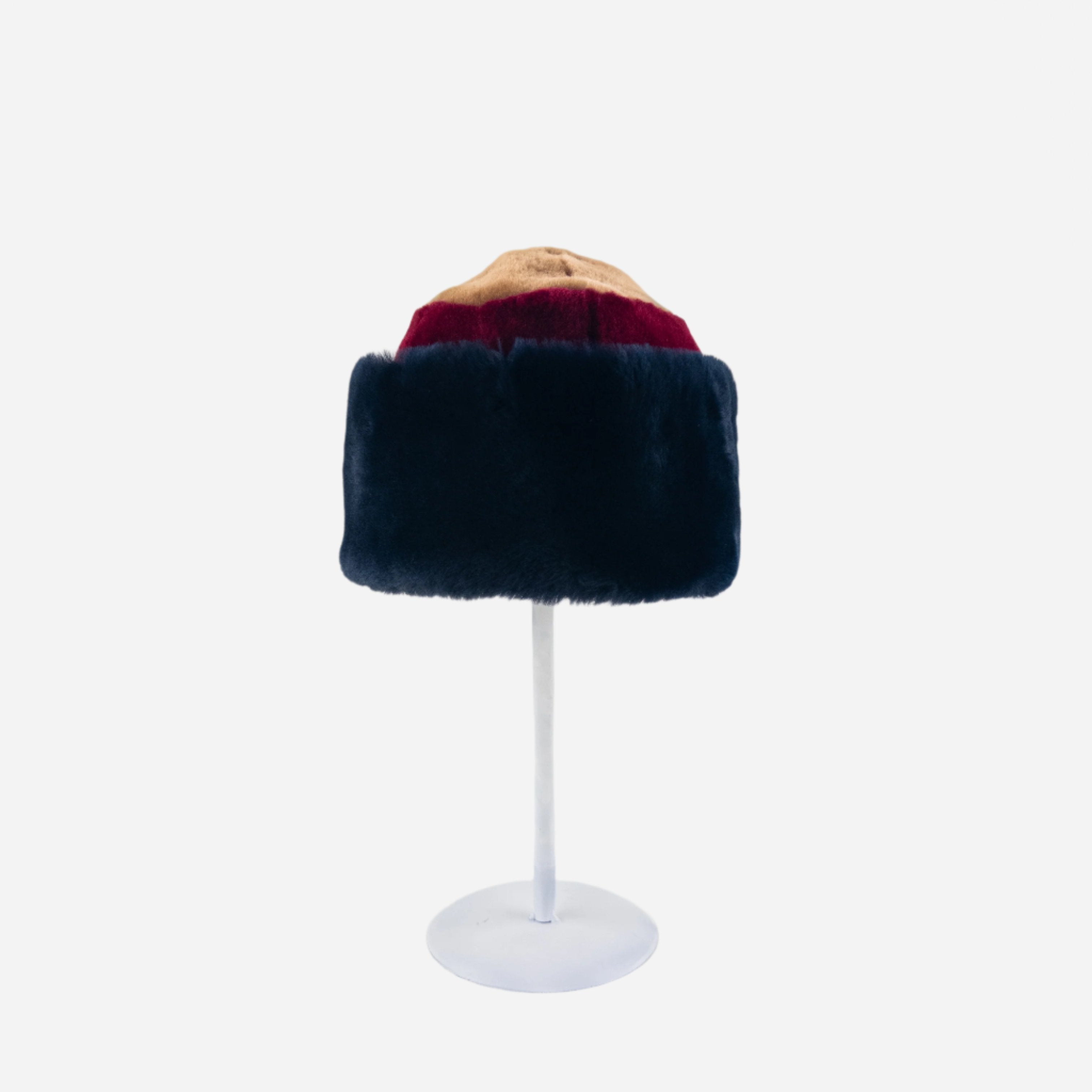 Mühlbauer Navy, Red and Gold Shearling Cap - Big Bag NY