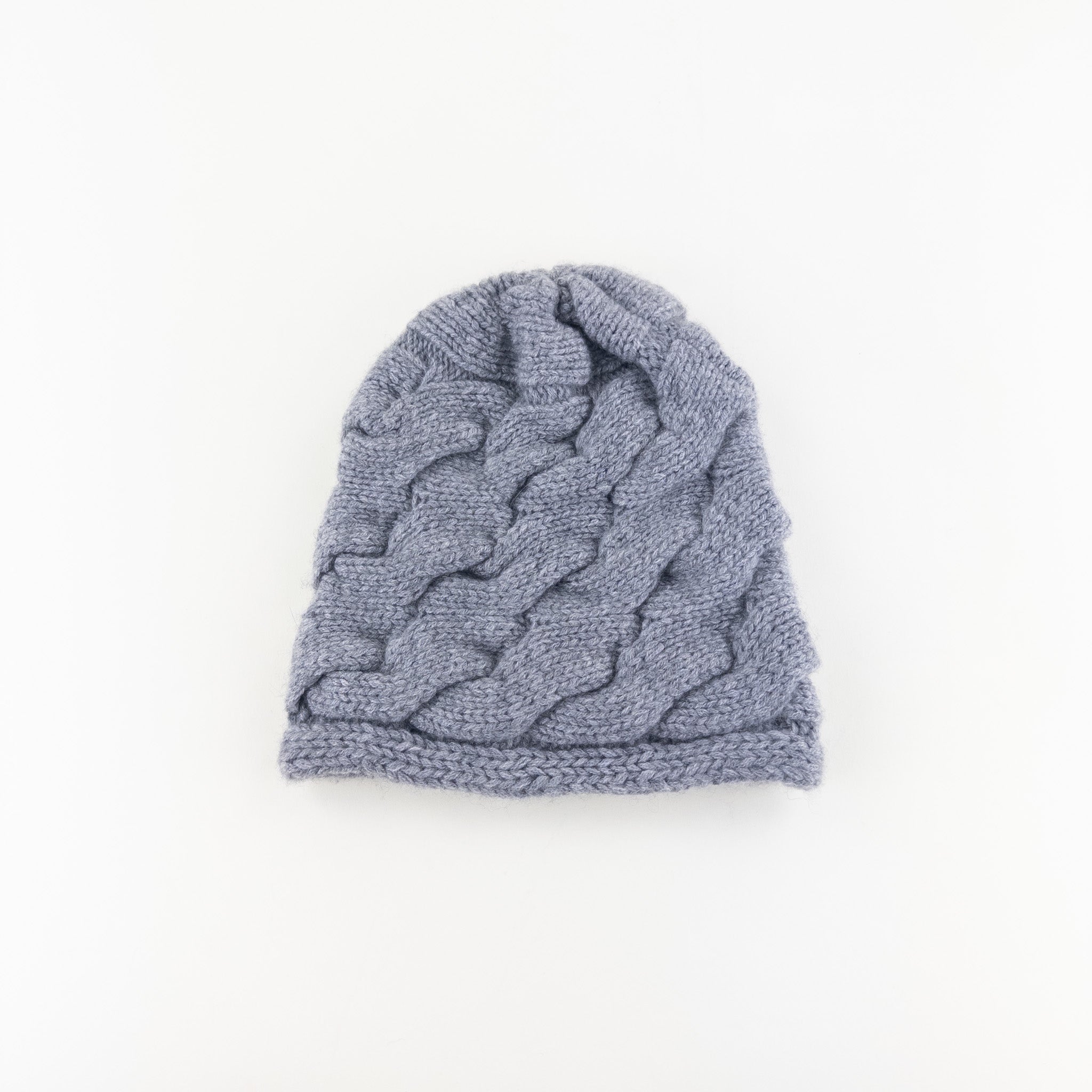 Grey Riviera Cashmere Braided Knit Beanie - Big Bag NY