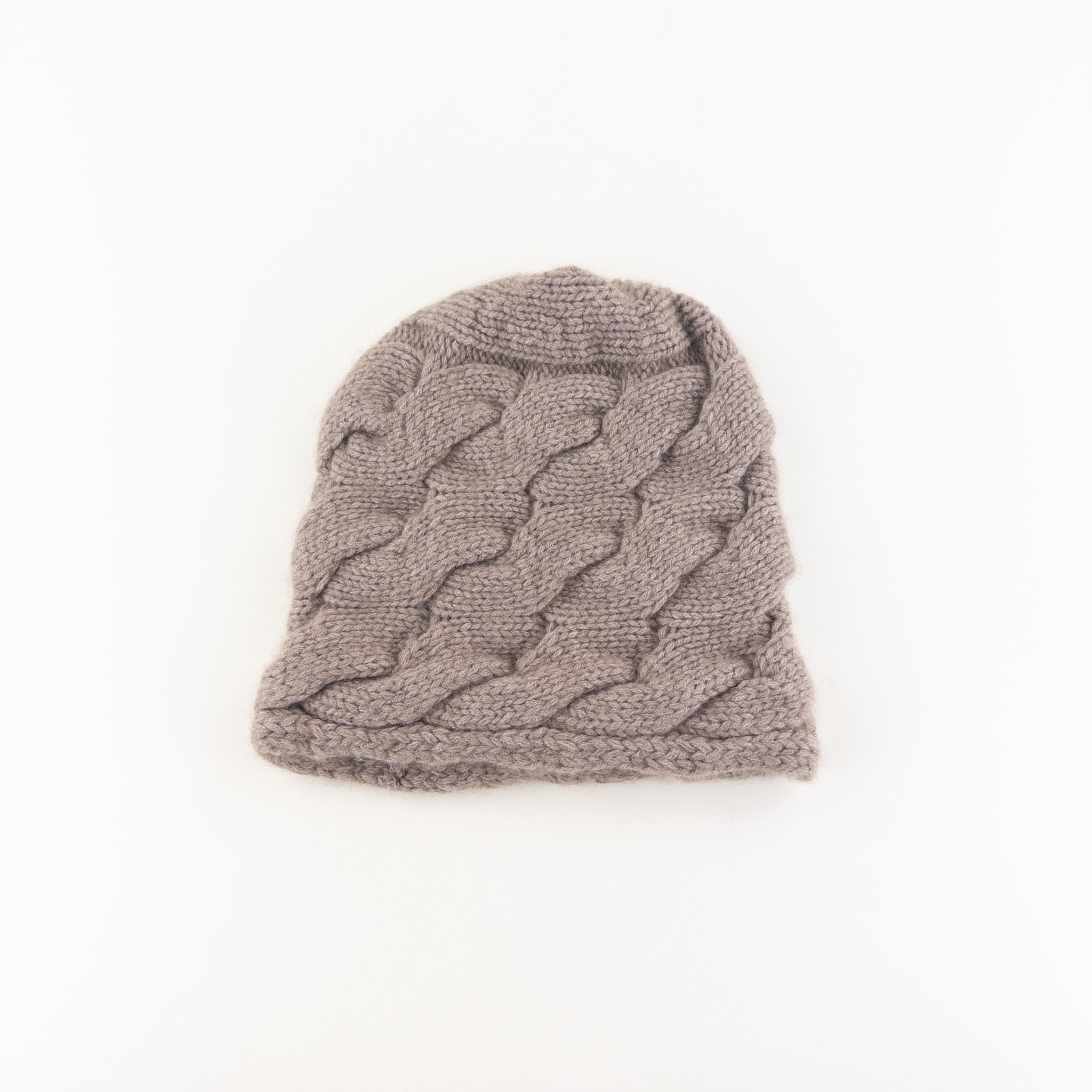 Taupe Riviera Cashmere Braided Knit Beanie - Big Bag NY