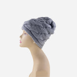 Grey Riviera Cashmere Braided Knit Beanie - Big Bag NY