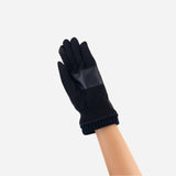 Black Santacana Men’s Fleece Lined Gloves with Leather Detail - Big Bag NY