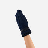 Navy Santacana Men’s Fleece Lined Gloves with Leather Detail - Big Bag NY