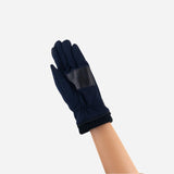 Navy Santacana Men’s Fleece Lined Gloves with Leather Detail - Big Bag NY