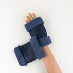 Blue Santacana Shearling Fingerless Gloves - Big Bag NY