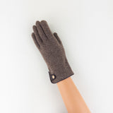 Cashmere Blend Gloves with Leather Trim