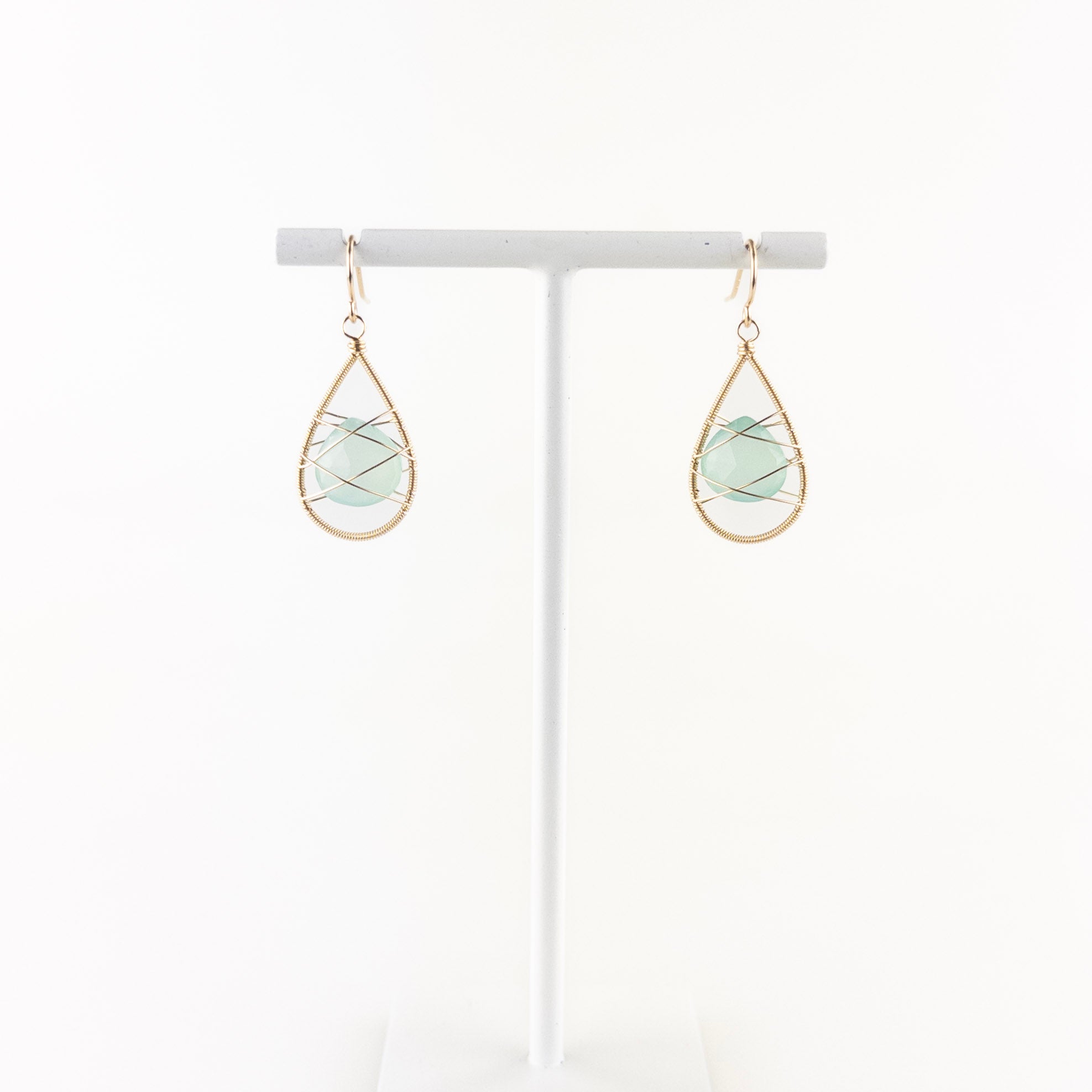 Lina's Caged Blue Chalcedony Earring - Big Bag NY