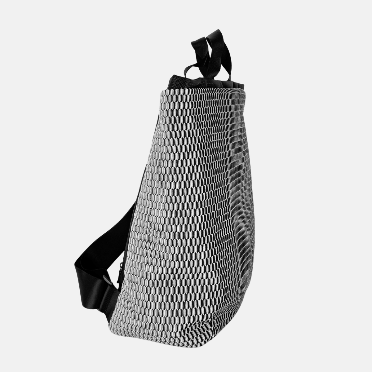 Acrylic Deep Backpack in Black and White Mesh - Big Bag NY