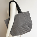 Acrylic L Bag Zipper Tote in Black and White Mesh