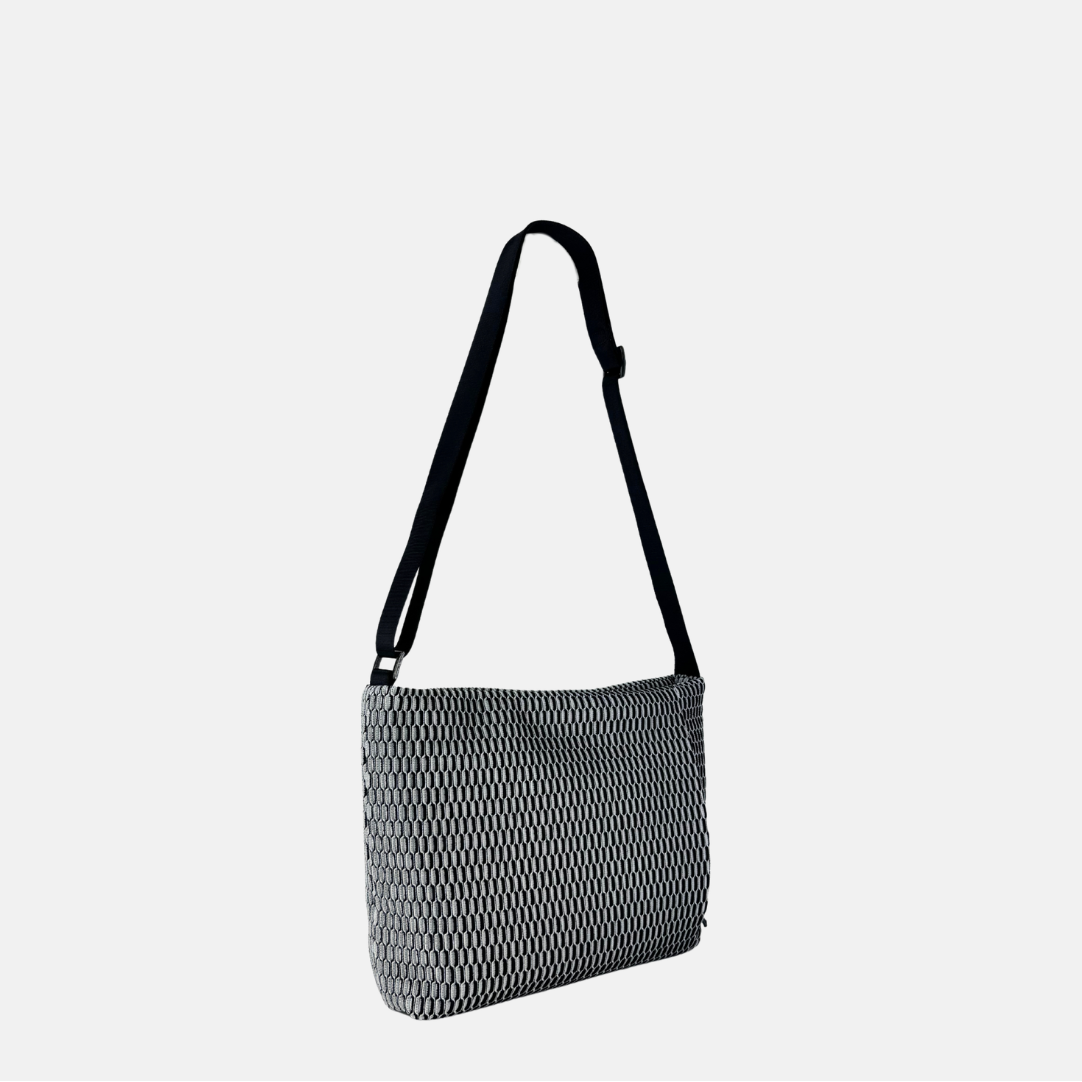 Acrylic Large Pochette DEEP in Black and White Mesh - Big Bag NY
