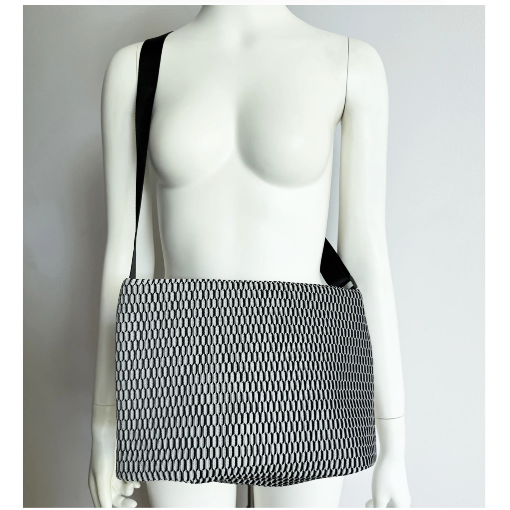 Acrylic Large Pochette DEEP in Black and White Mesh - Big Bag NY