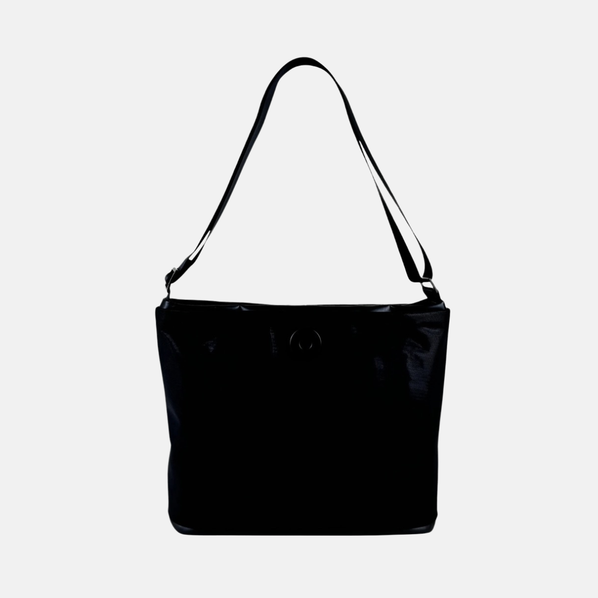 Acrylic Pocket Shoulder Bag Deep in Black Swim Mesh - Big Bag NY