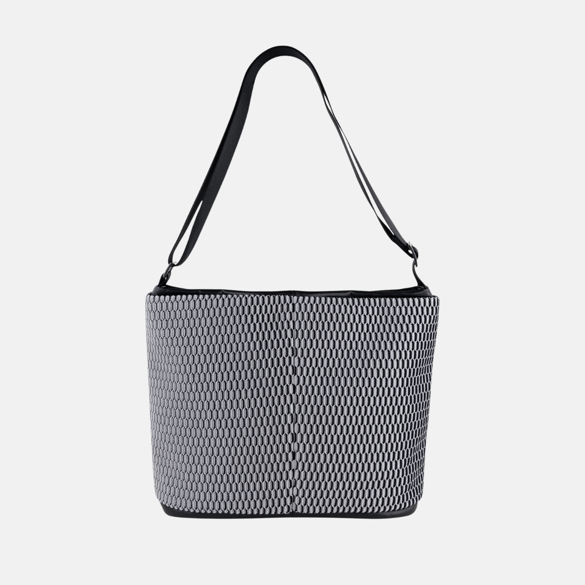 Acrylic Pocket Shoulder Bag Deep in White Black Mesh - Big Bag NY