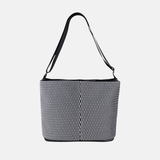 Acrylic Pocket Shoulder Bag Deep in White Black Mesh - Big Bag NY
