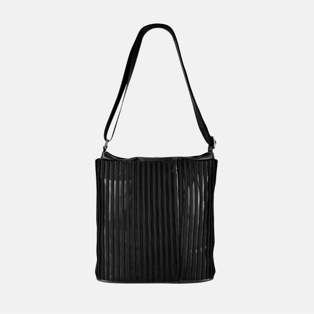 Acrylic Pocket Shoulder SD Bag in Black LINE - Big Bag NY
