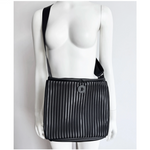 Acrylic Pocket Shoulder SD Bag in Black and White LINE - Big Bag NY