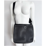 Acrylic Pocket Shoulder SD Bag in Black and White LINE - Big Bag NY