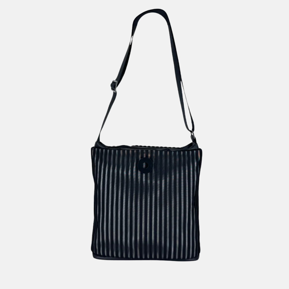 Acrylic Pocket Shoulder SD Bag in Black and White LINE - Big Bag NY