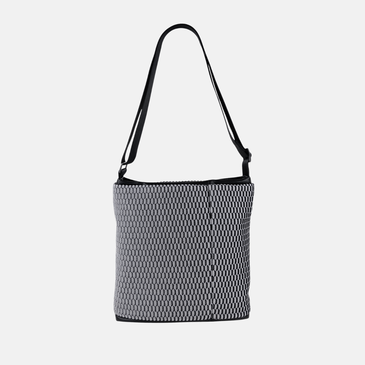 Acrylic Pocket Shoulder SD Bag in Black and White Mesh -Big Bag NY