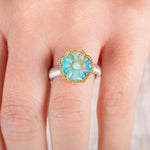 Amali Carved Flower Ethiopian Opal Ring - Big Bag NY