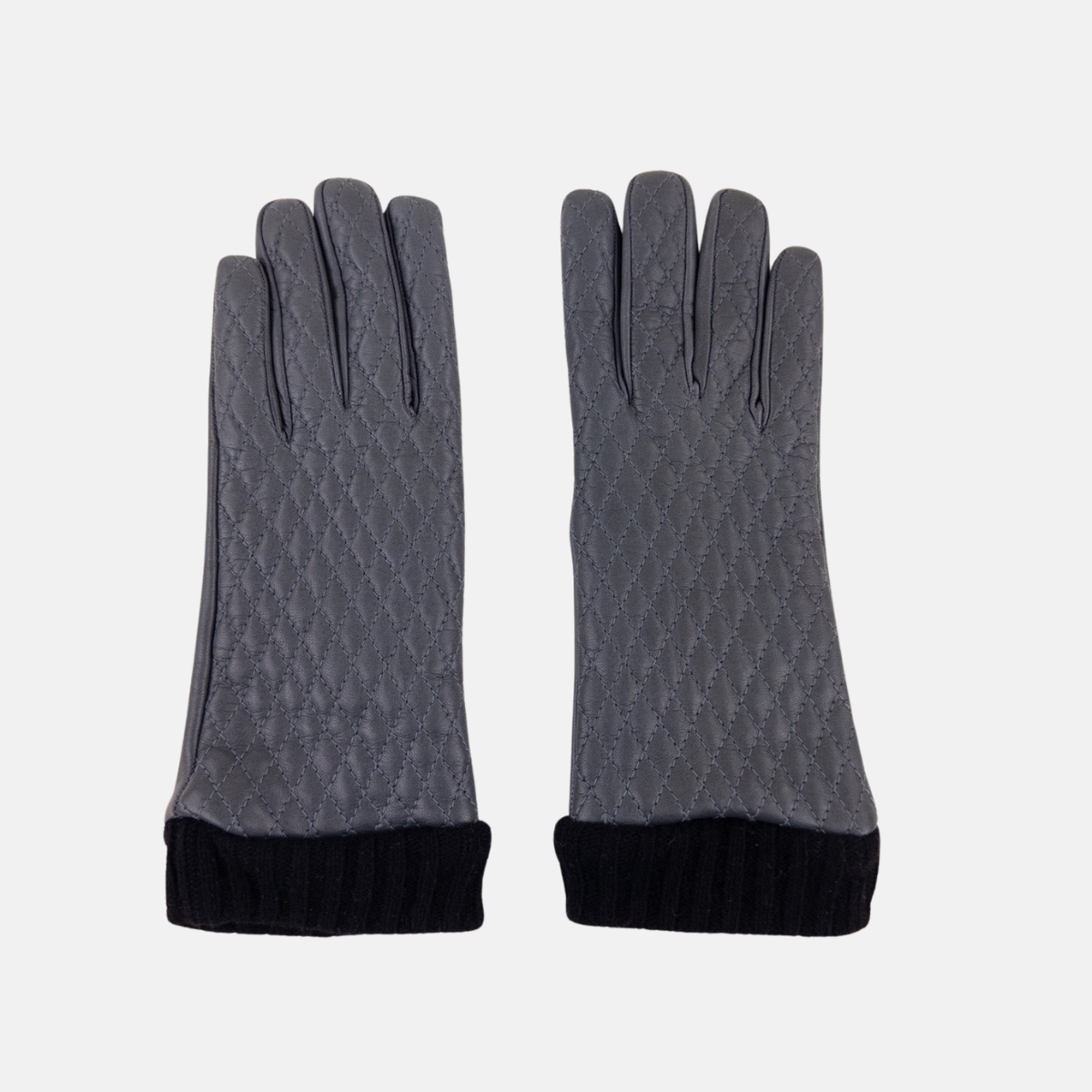 Artigiano Del Guanto Quilted Leather Glove in Grey - Big Bag NY