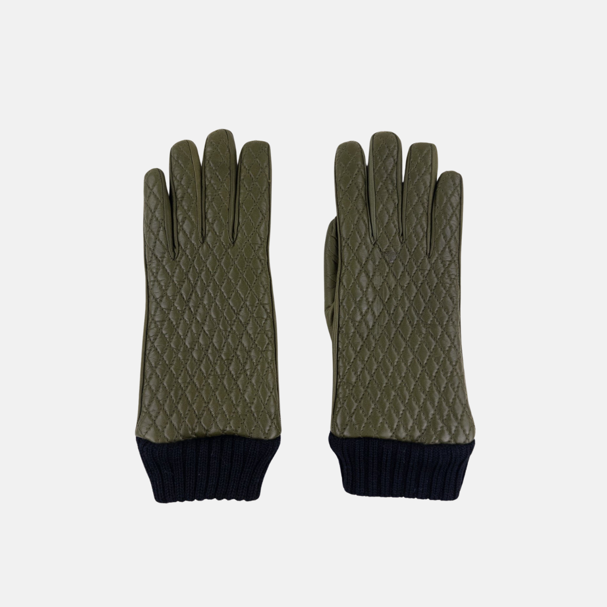 Artigiano Del Guanto Quilted Leather Glove in Khaki - Big Bag NY