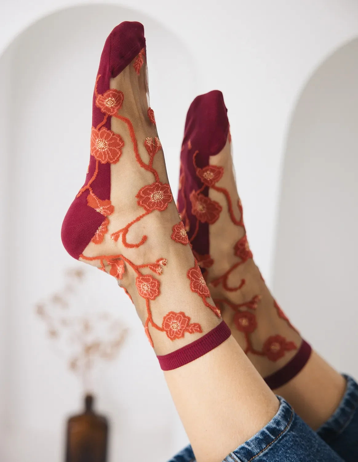 Atelier St Eustache Blomst Corail Socks - Big Bag NY