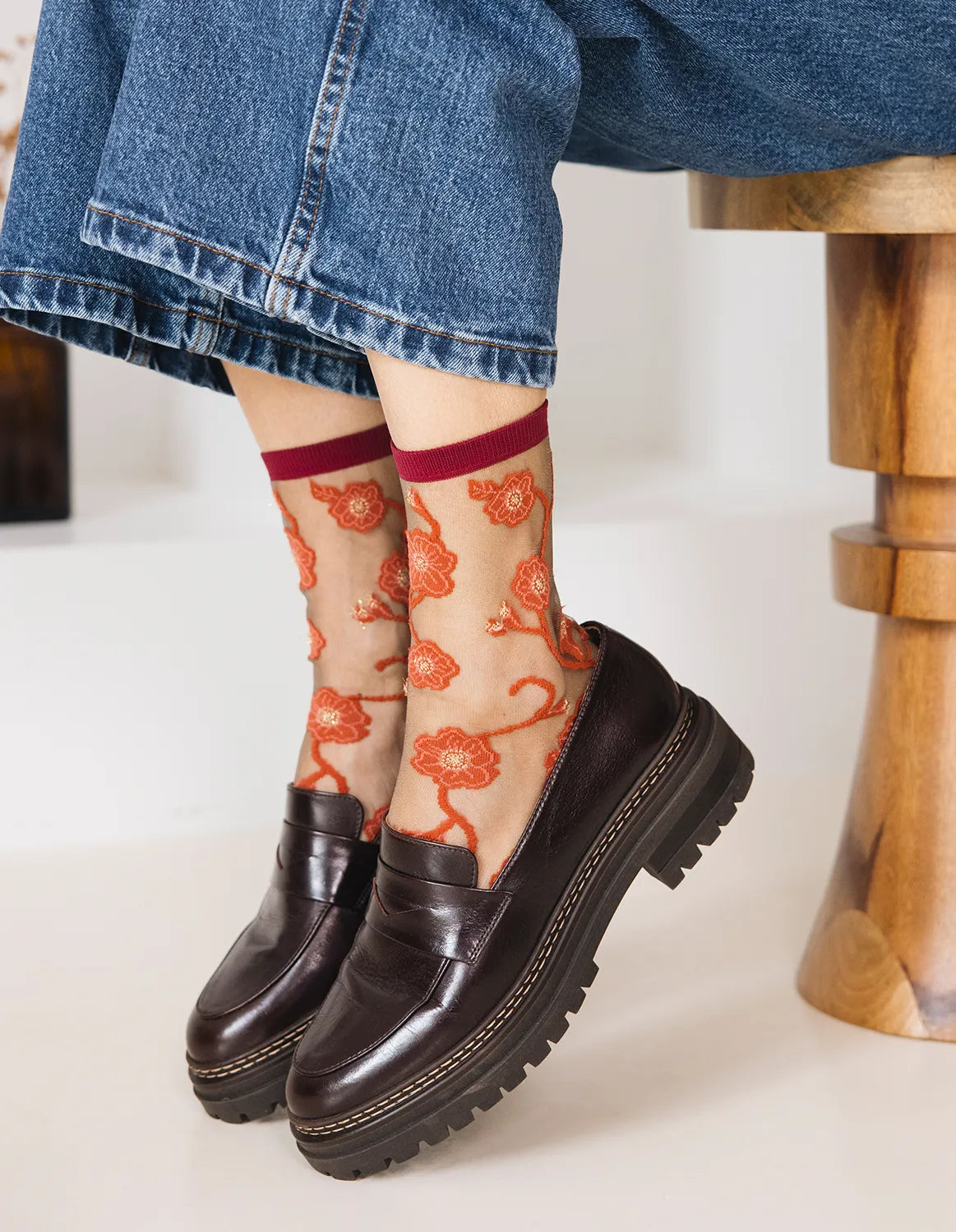 Atelier St Eustache Blomst Corail Socks - Big Bag NY