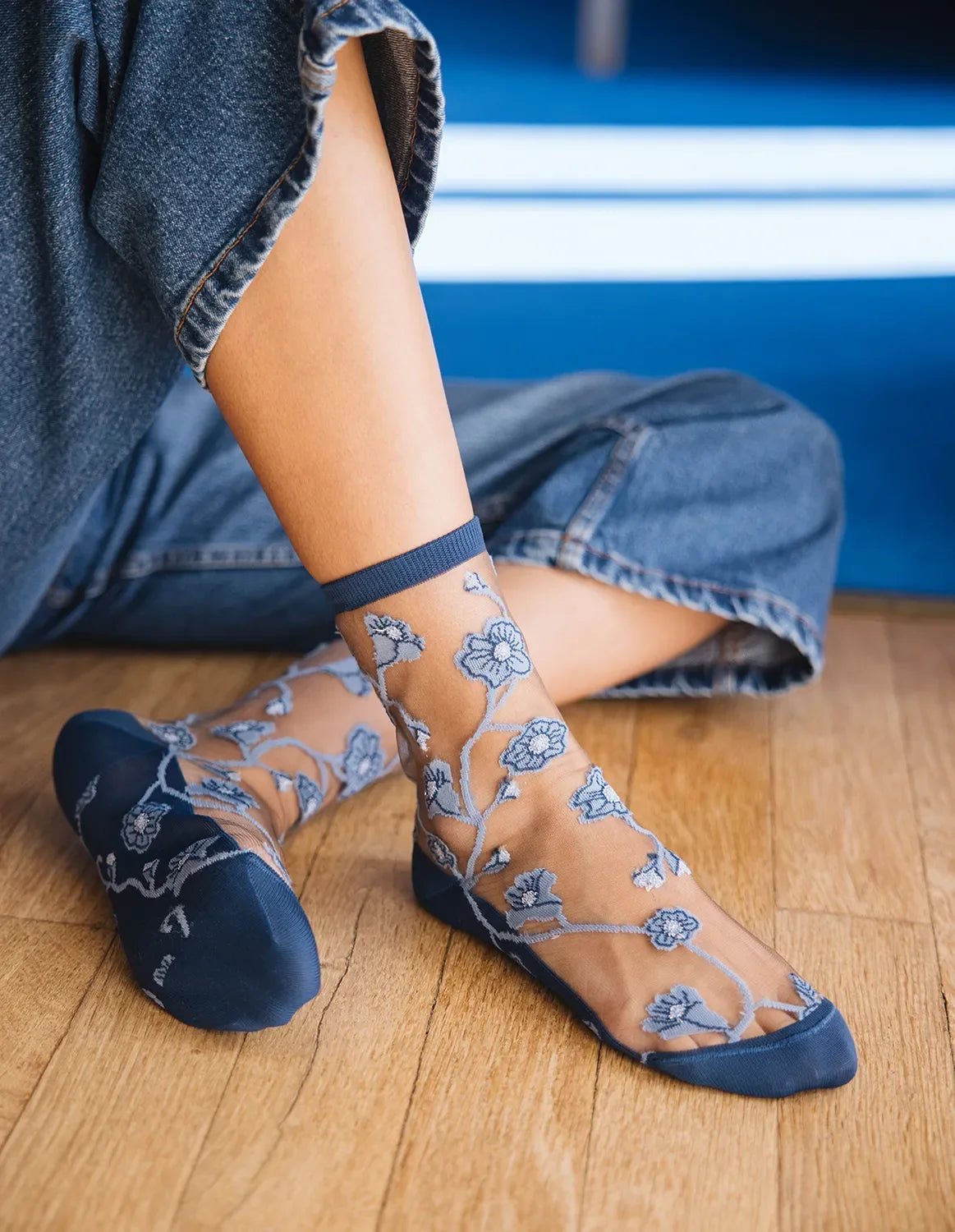 Atelier St Eustache Blomst Denim Socks - Big Bag NY