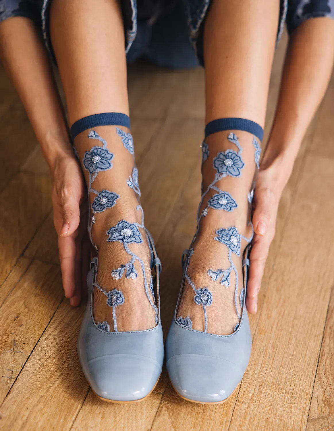 Atelier St Eustache Blomst Denim Socks - Big Bag NY
