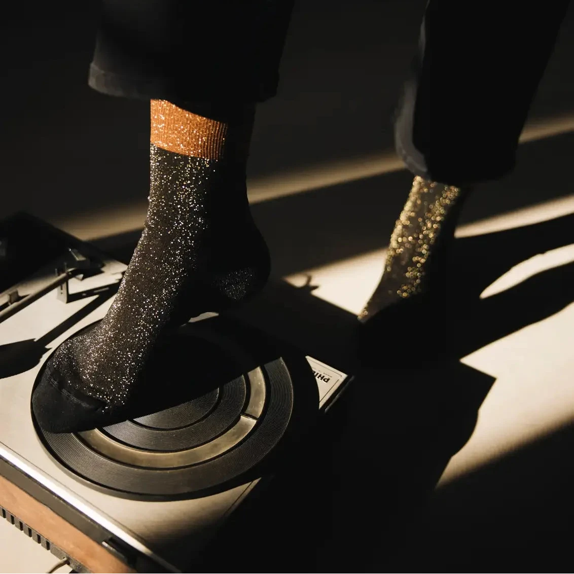 Atelier St Eustache Madison Socks in Black and Gold - Big Bag NY