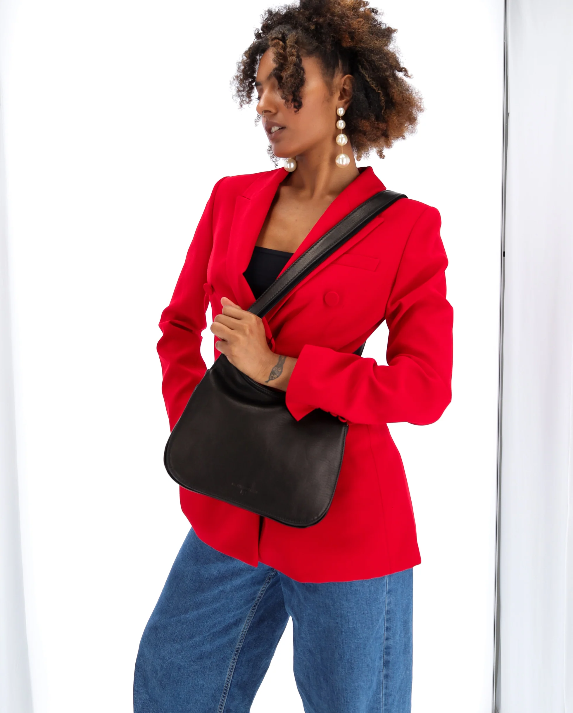 Ateliers Foures Artemis Small Asymmetric Crossbody Bag in Black - Big Bag NY
 