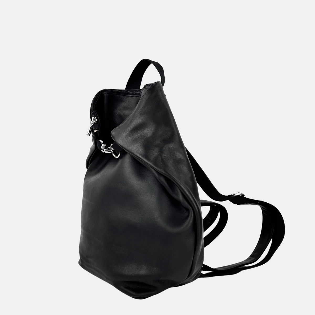 Ateliers Foures Ateliers Foures Large PSYCHE Leather Backpack Black - Big Bag NY
