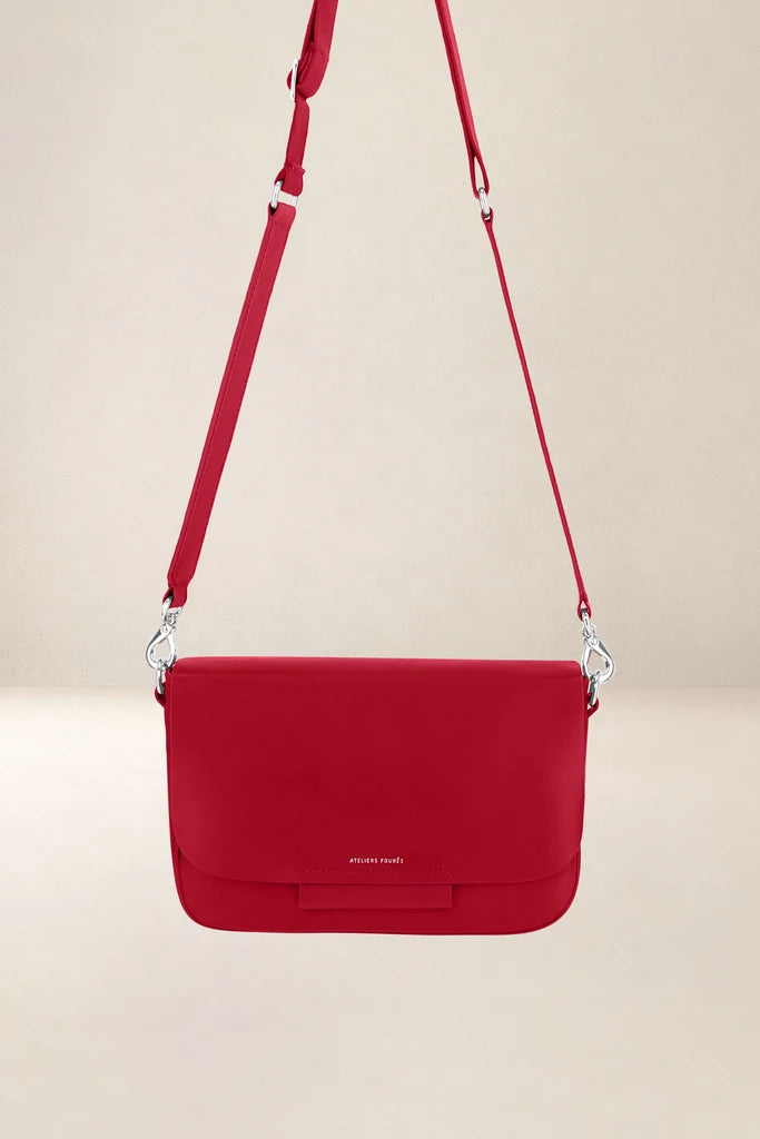 Ateliers Foures Calista Medium Crossbody and Shoulder Bag in Red- Big Bag NY