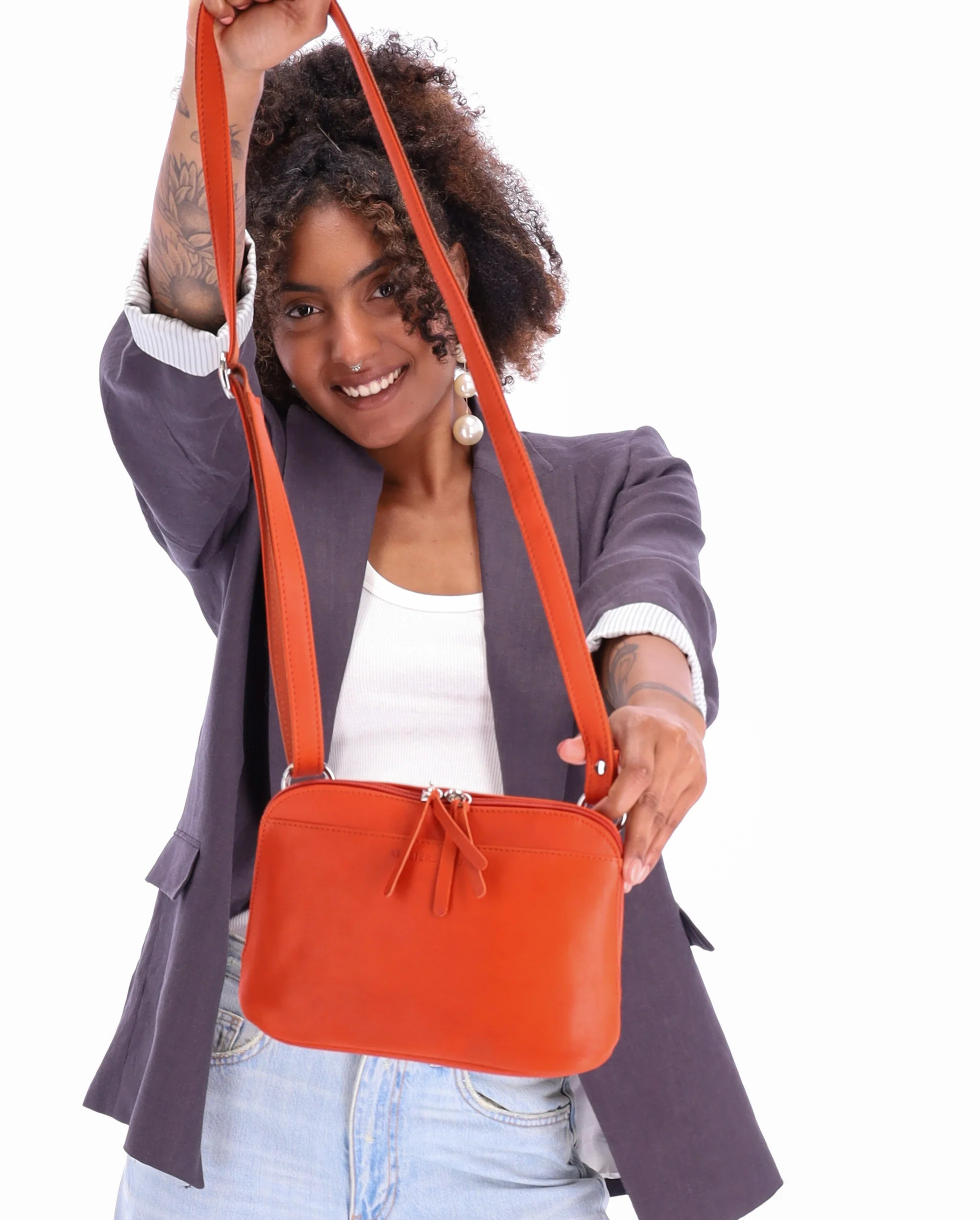 Ateliers Foures EUROPE Medium Crossbody and Shoulder Bag in Orange Confite- Big Bag NY