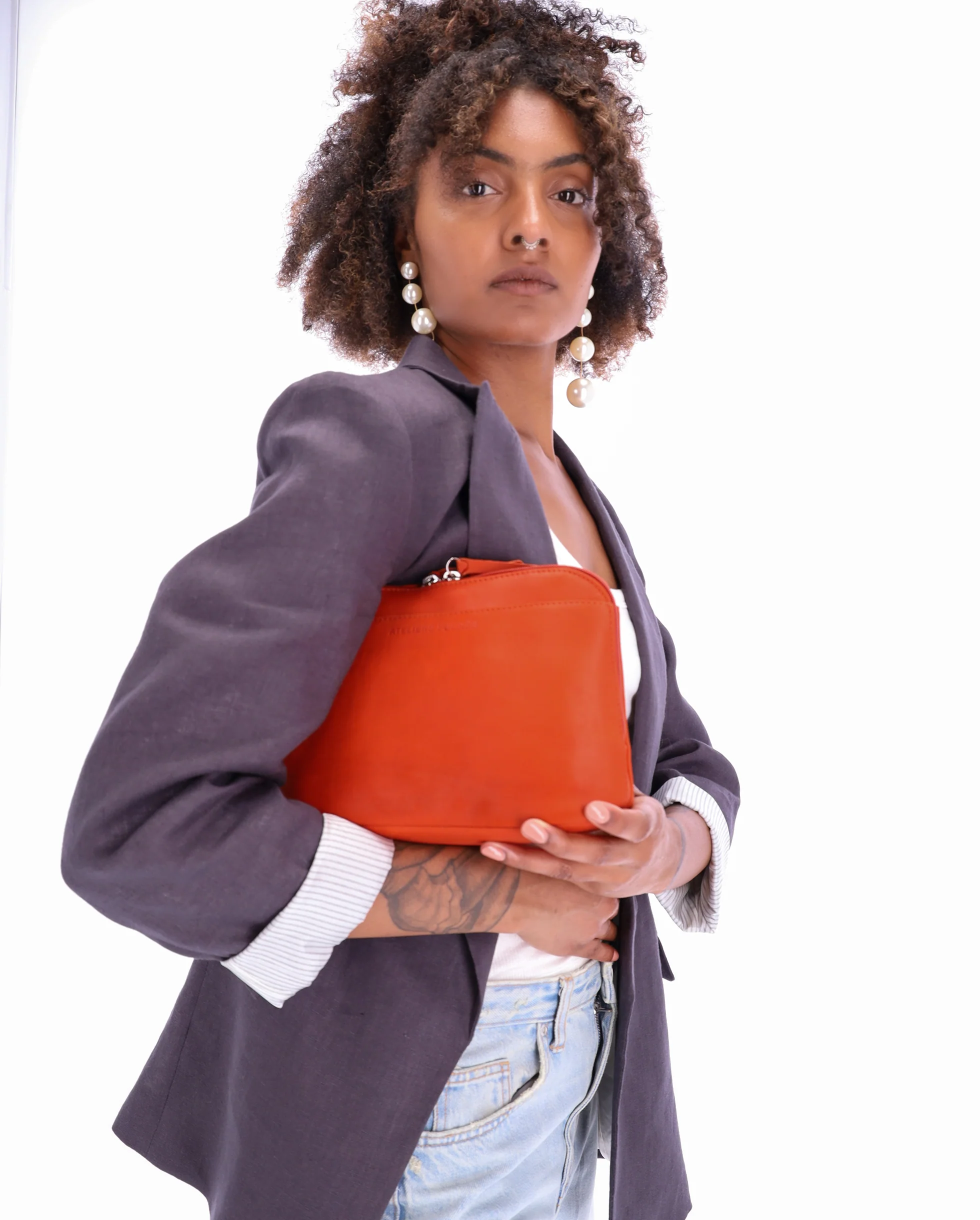 Ateliers Foures EUROPE Medium Crossbody and Shoulder Bag in Orange Confite- Big Bag NY