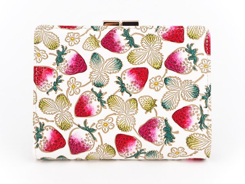Strawberries Gamasatsu Square Billfold with Clasp - Big Bag NY
