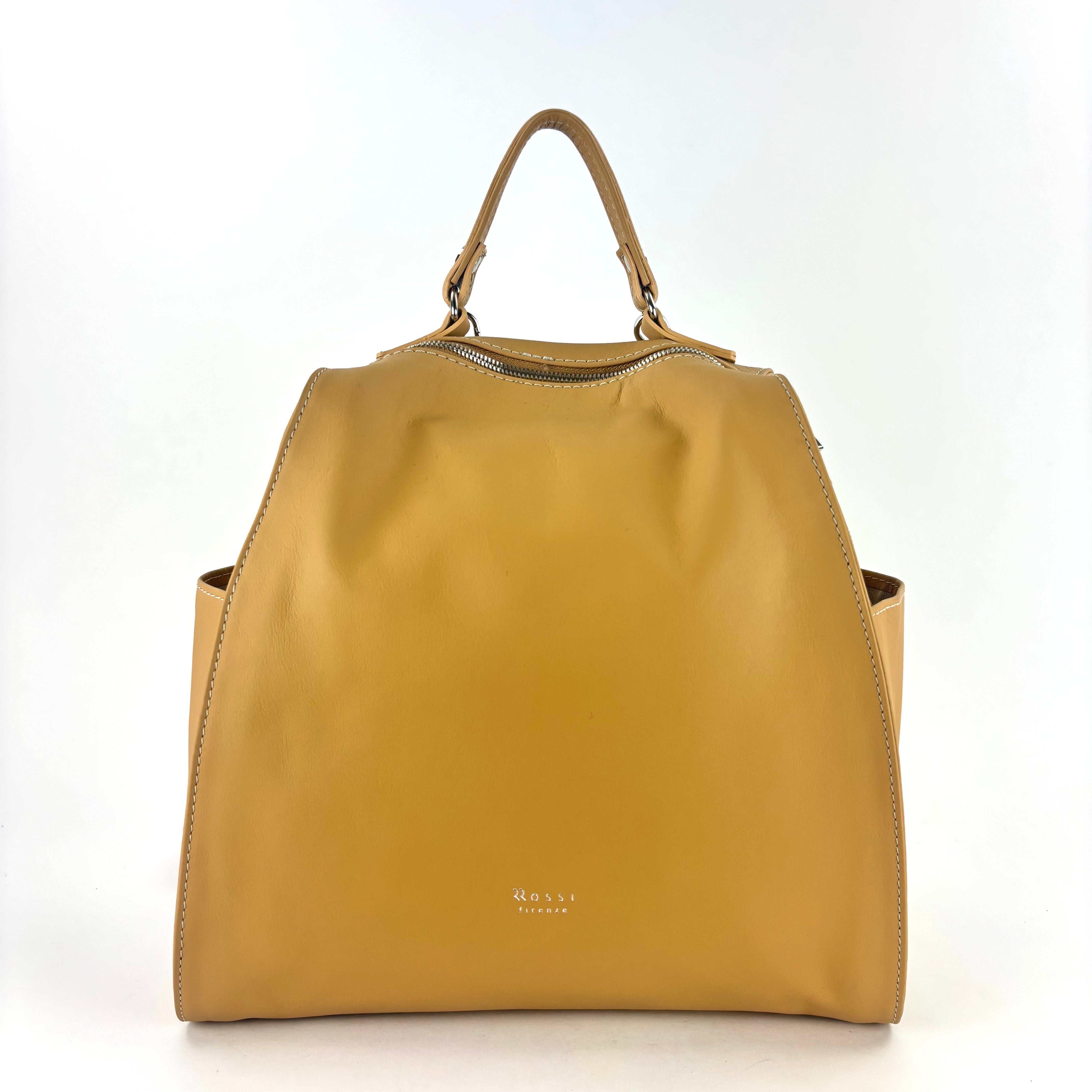 Ultrasmooth Calf Leather Box Backpack Camel - Big Bag NY