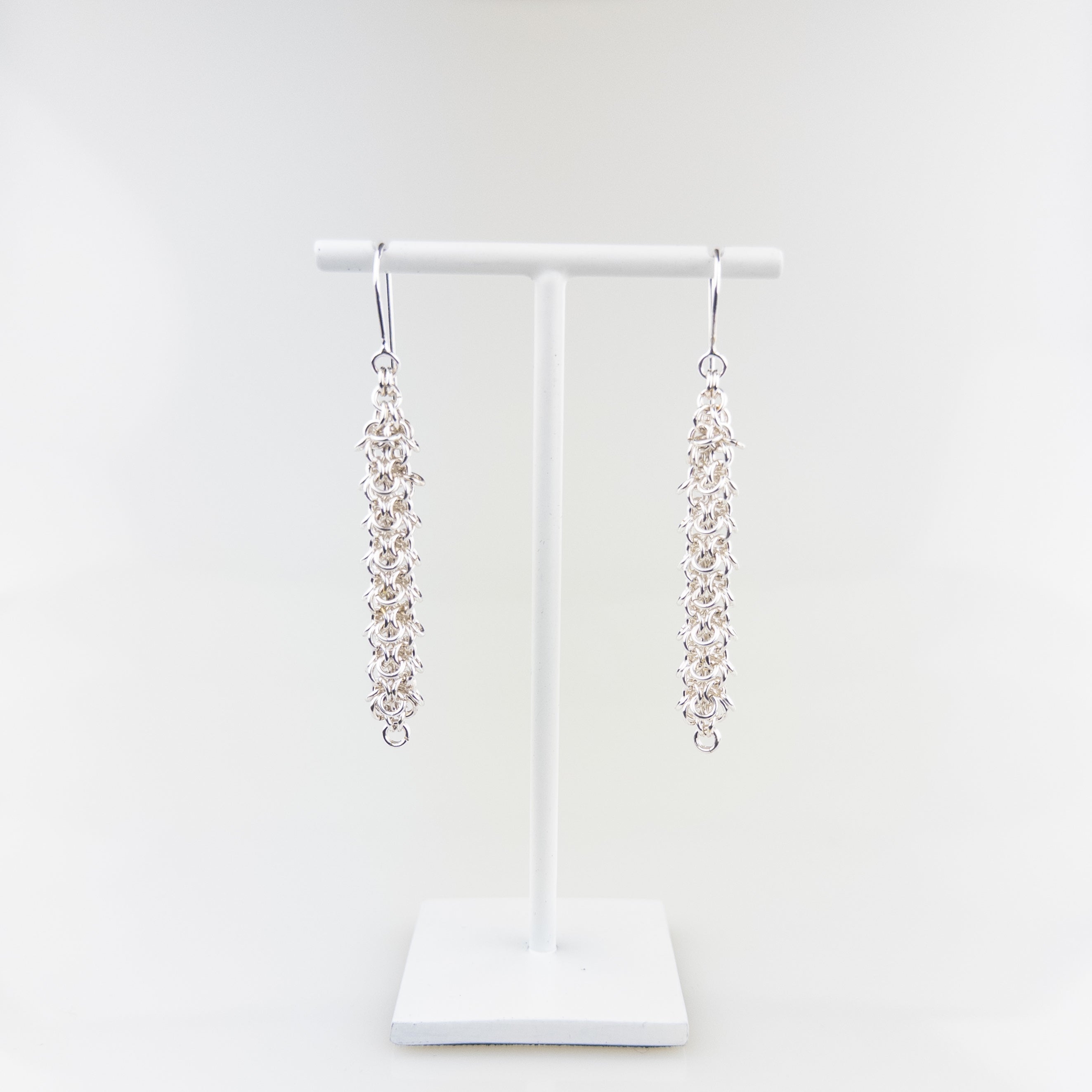 Alison Evans Long Silver Chainmail Earrings - Big Bag NY