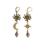 LA2L LUNA Asymmetrical Serpentine and Amethyst Drop Earrings - Big Bag NY
