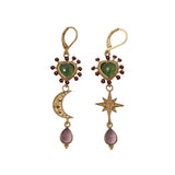 LA2L LUNA Asymmetrical Serpentine and Amethyst Drop Earrings - Big Bag NY