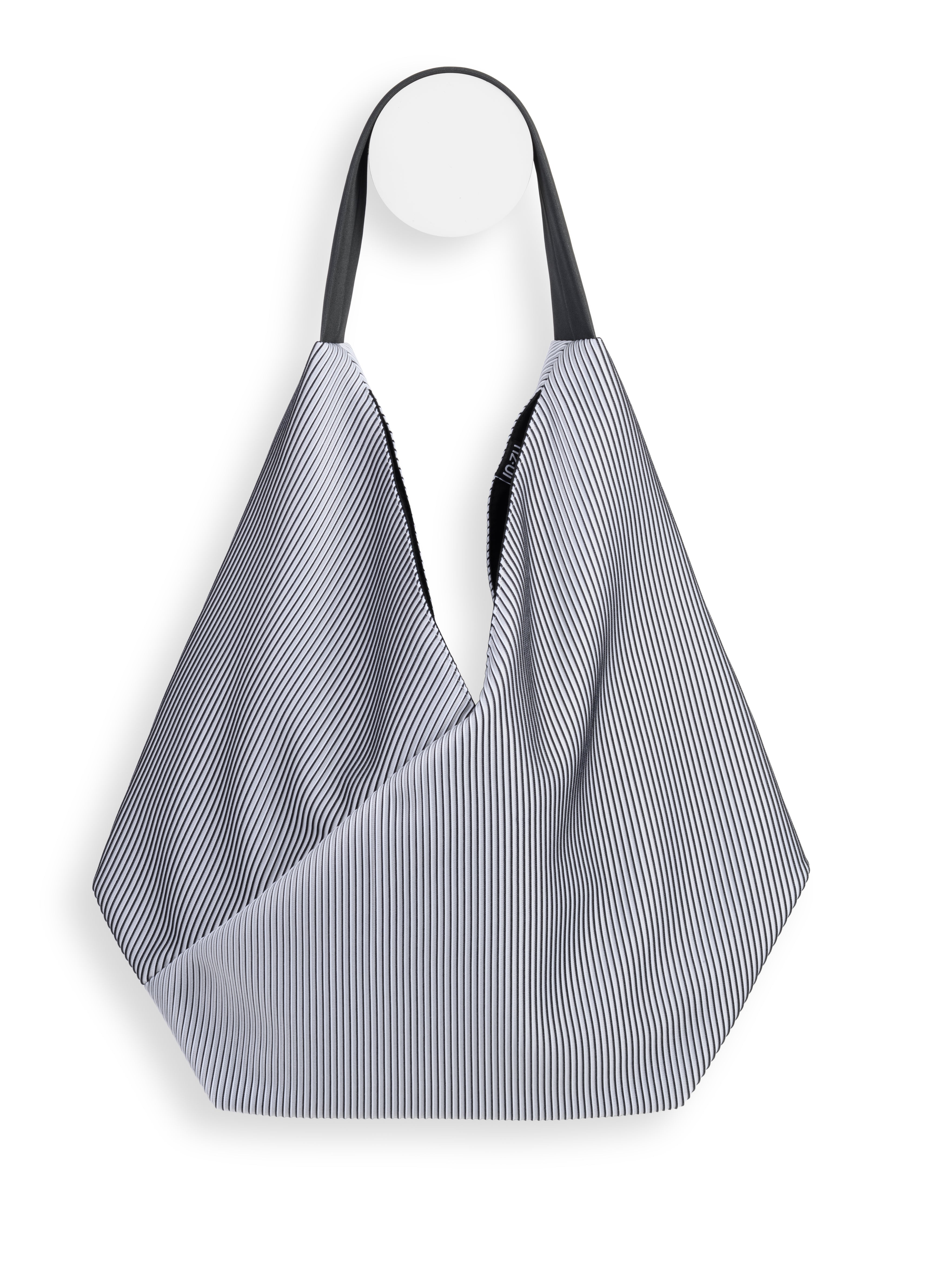 InZu Bevel Tote in Black and White Lines - Big Bag NY