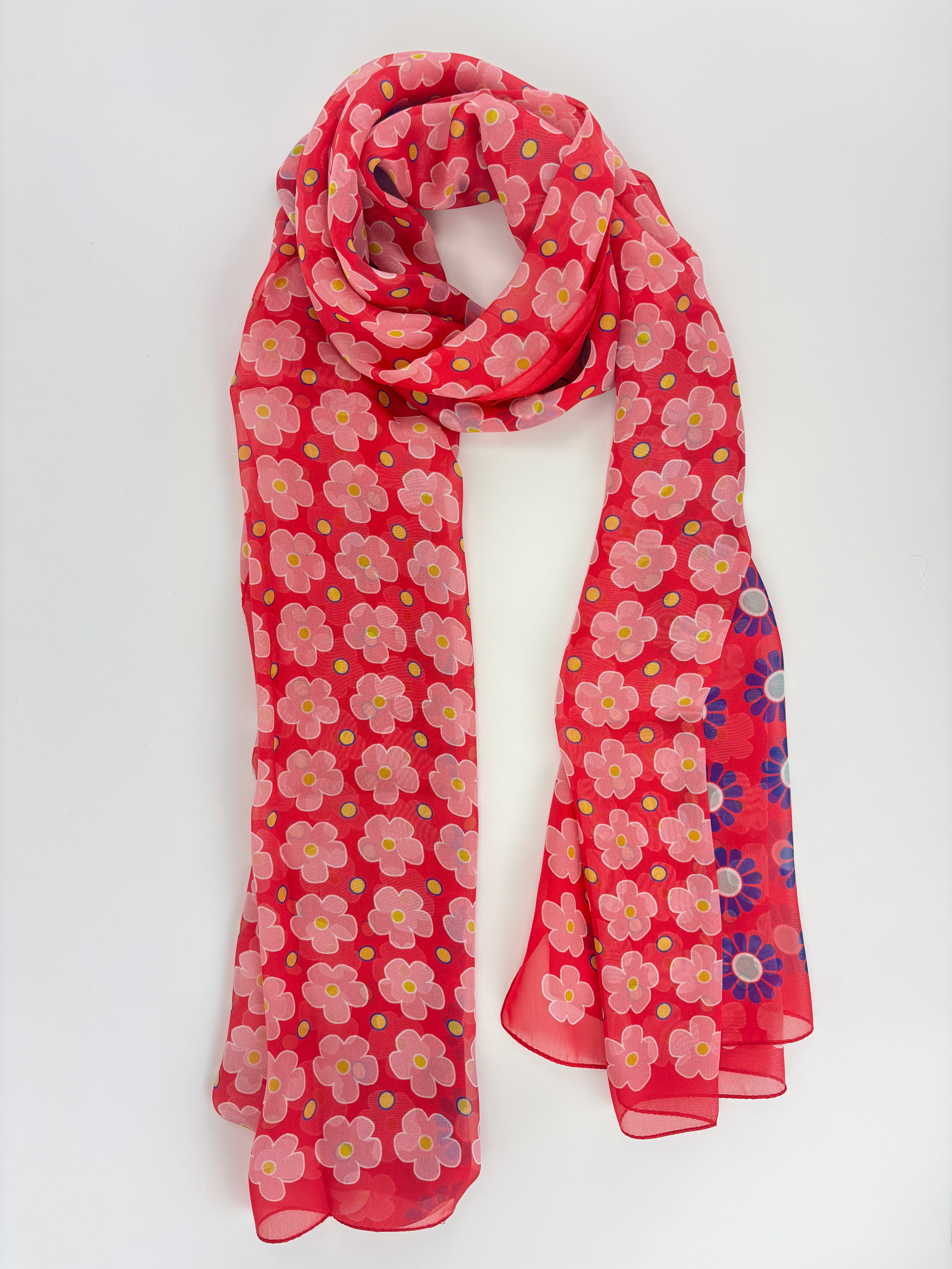 Barbieri Daisy Silk Scarf Fuchsia - Big Bag NY