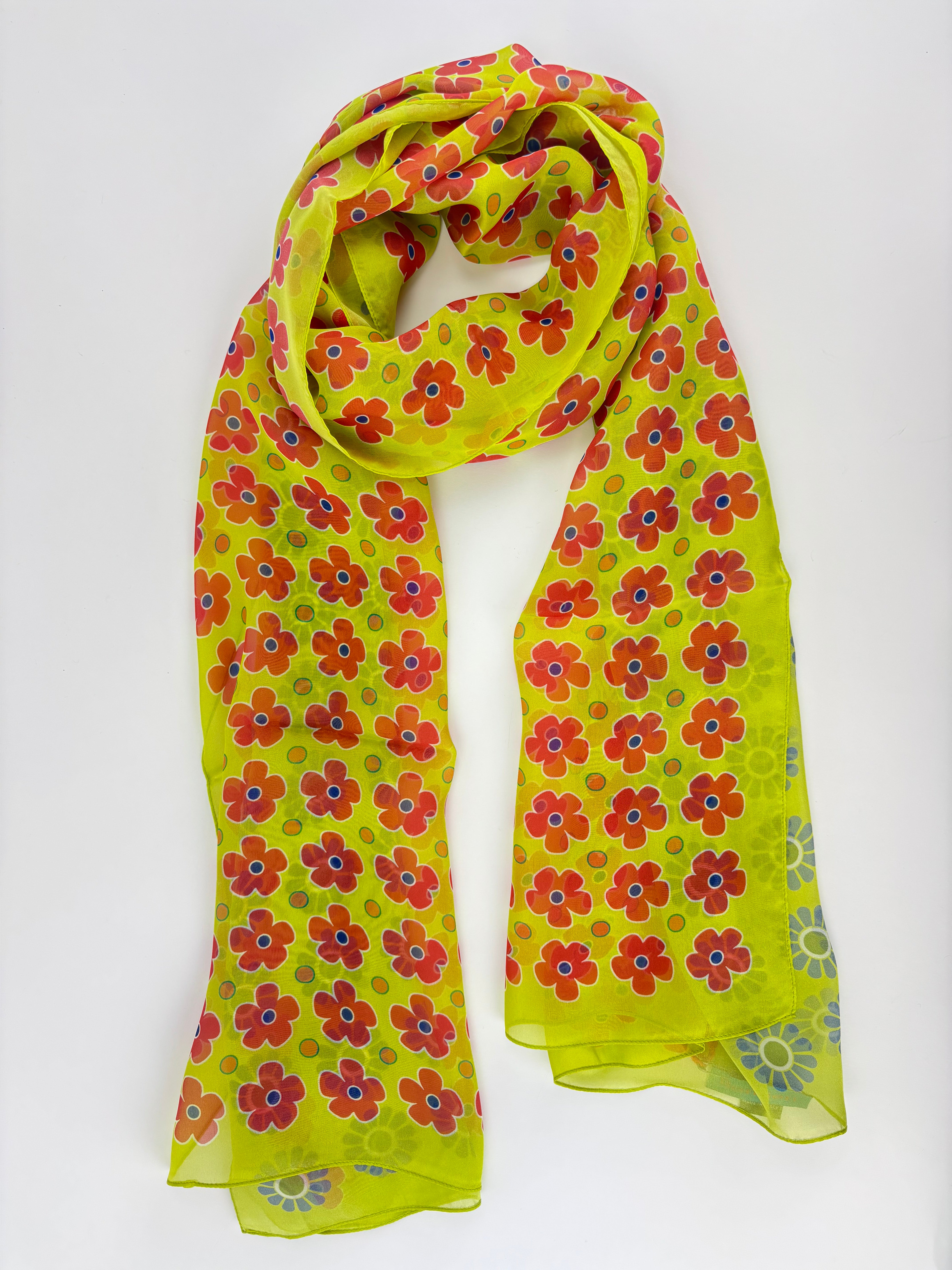 Barbieri Daisy Silk Scarf Lime - Big Bag NY