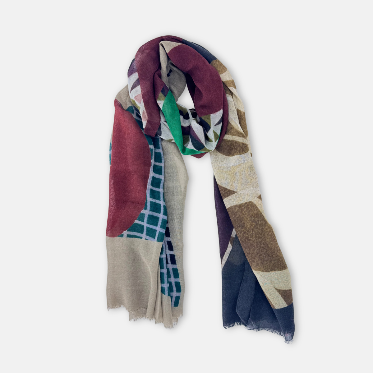 Barbieri Mosaic Muted Jewel Tones Scarf - Big Bag NY