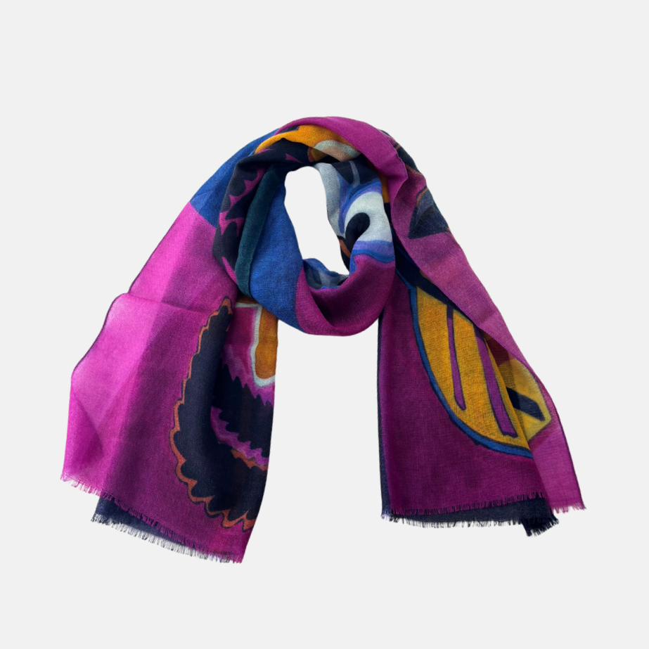 Barbieri Vibrant Nature Pattern Wool Scarf - Big Bag NY