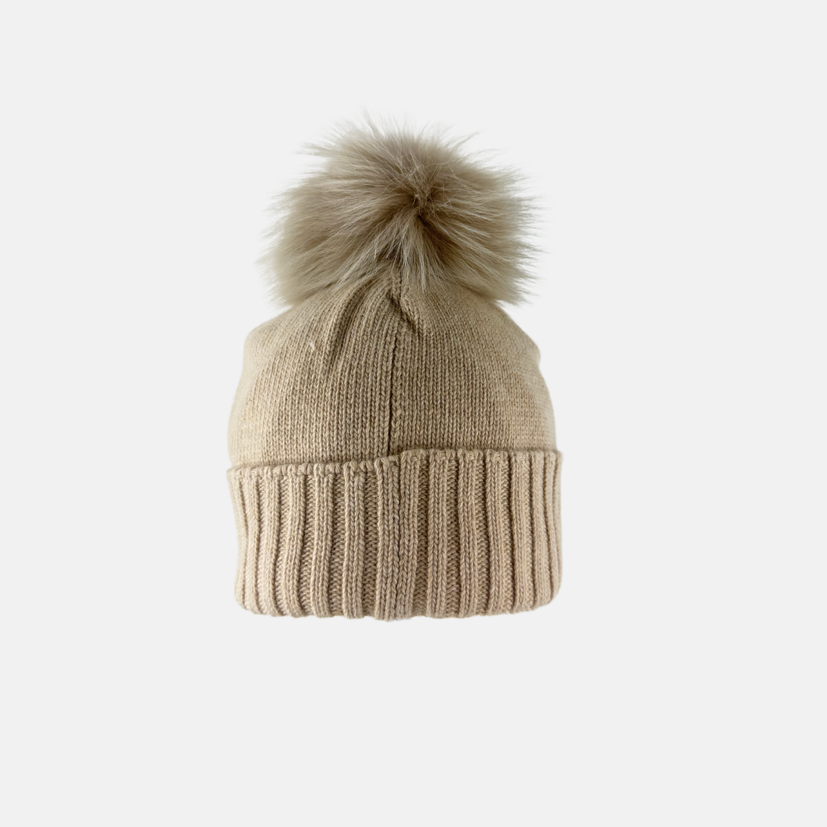Bruno Carlo Crystal Cashmere and Merino Wool Beanie in Beige - Big Bag NY