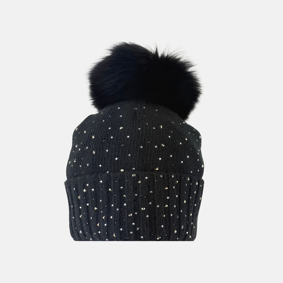 Bruno Carlo Crystal Cashmere and Merino Wool Beanie in Black - Big Bag NY