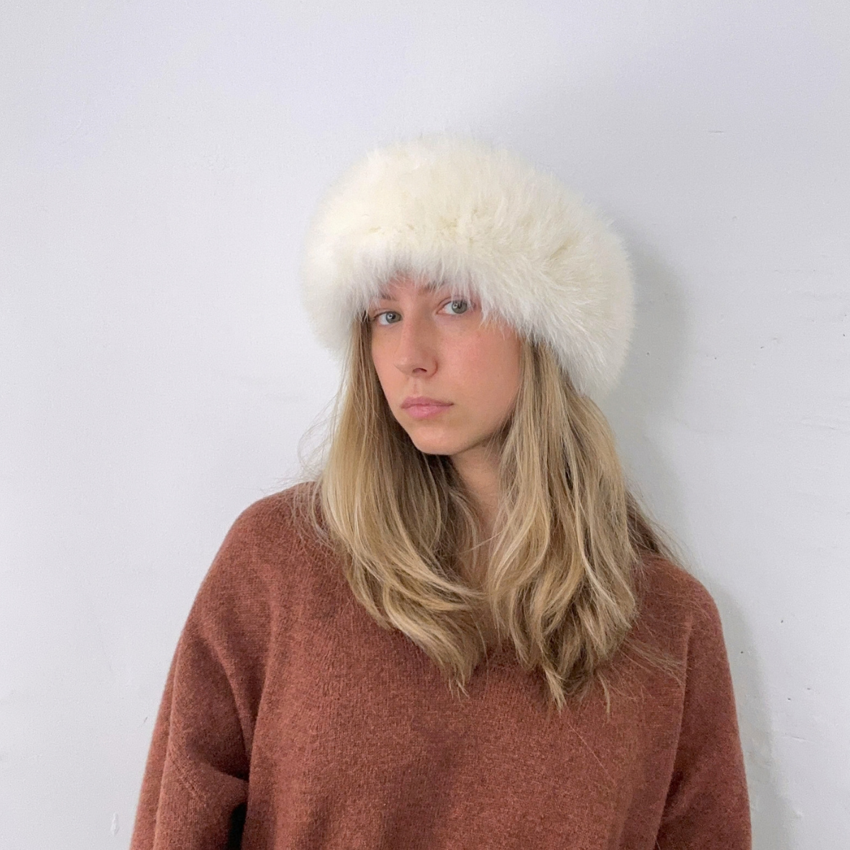 Bruno Carlo Fox Fur Headband in Cream - Big Bag NY