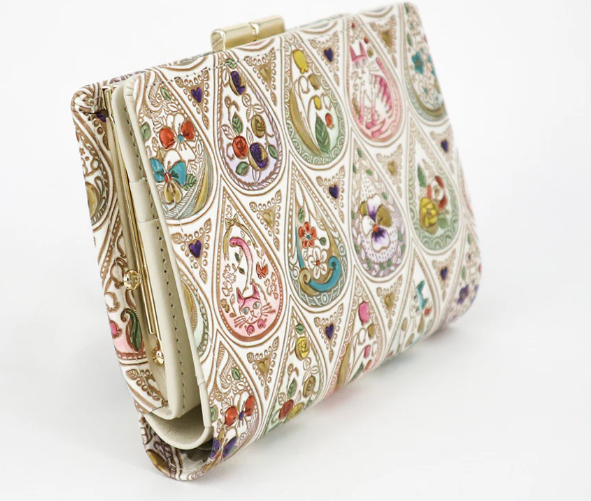 Bunkoya Oozeki Flowers and Cats Billfold with Clasp2 - Big Bag NY