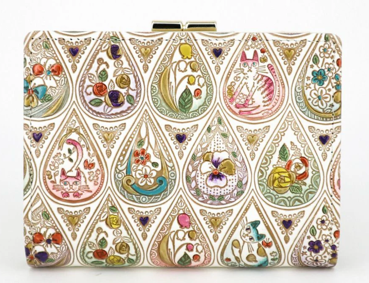 Bunkoya Oozeki Flowers and Cats Billfold with Clasp - Big Bag NY